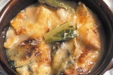 Zuppa con fontina Dop e pane nero di Etroubles