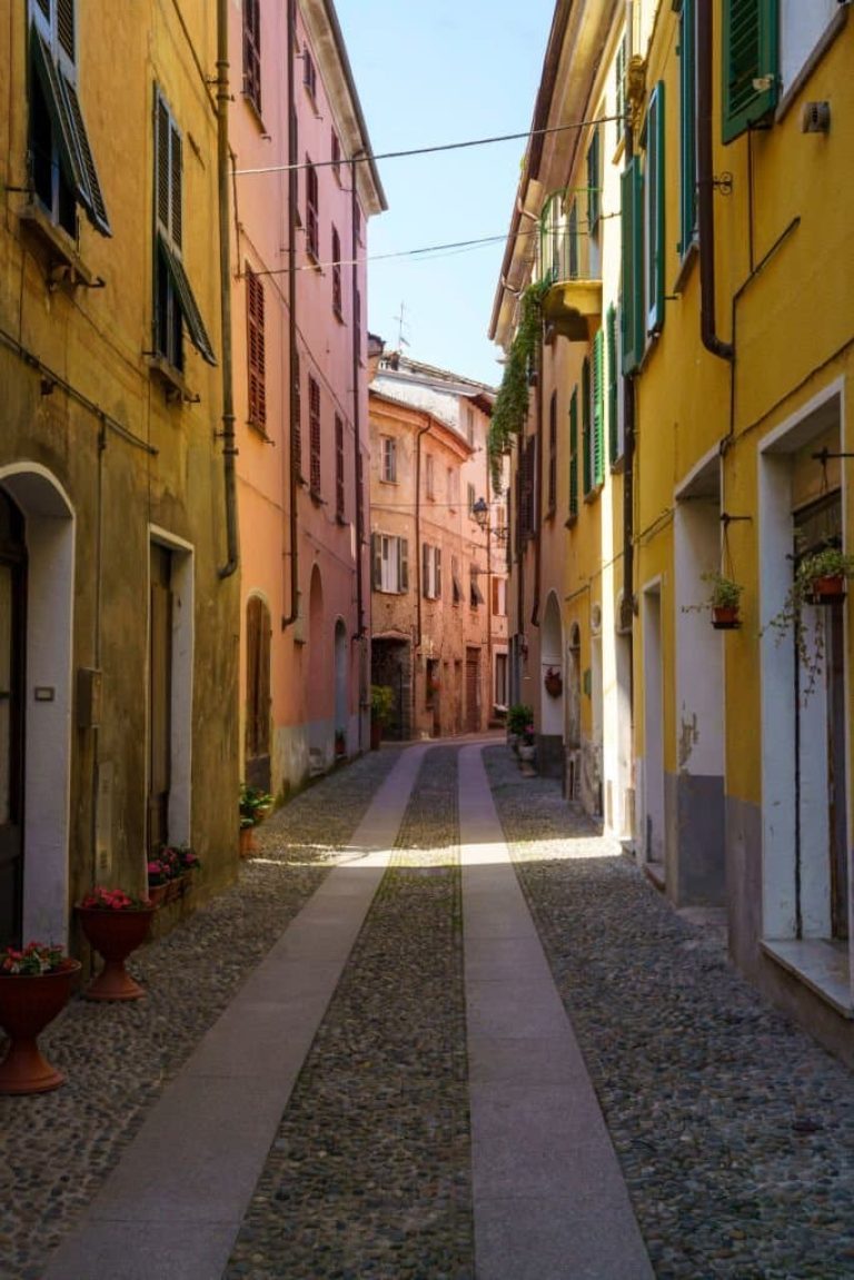 Street of Garbagna, historic city in Alessandria province, Piedmont, Italy