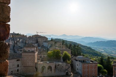 View over Montalto Delle Marche from the belltower of the Basili