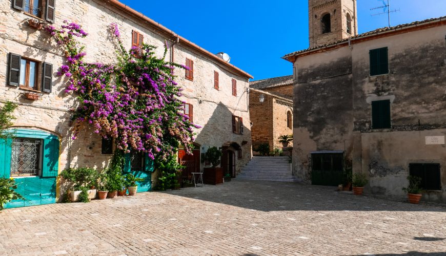 Torre di Palme, its stone houses and flowered balconies