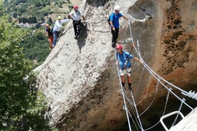 The via ferrata and the Nepalese bridge