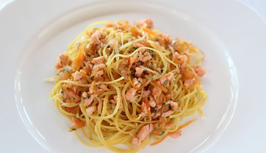 Recipe: Tagliolini with salmon trout ragout from Polcenigo