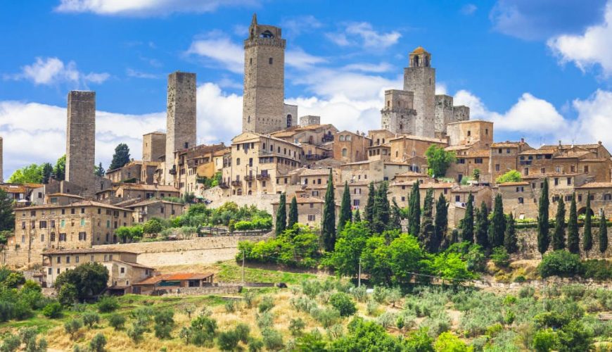 San Gimignano with towers and trees