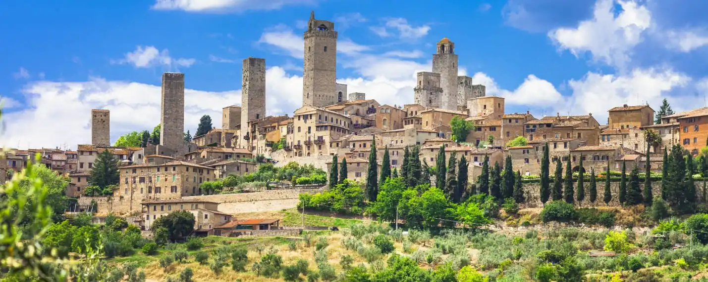 San Gimignano with towers and trees