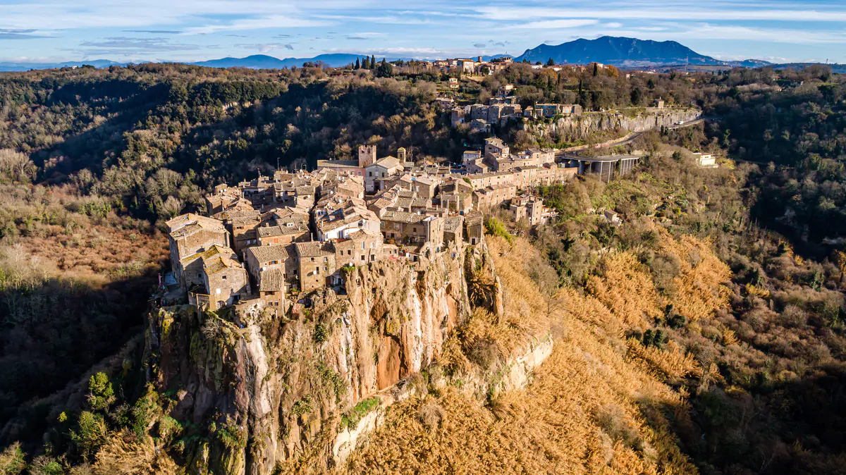Postcard,From,Italy.,Aerial,View,Of,The,Medieval,Village,Of
