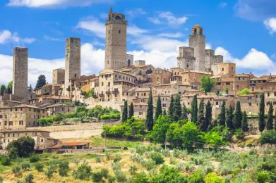 San Gimignano with towers and trees